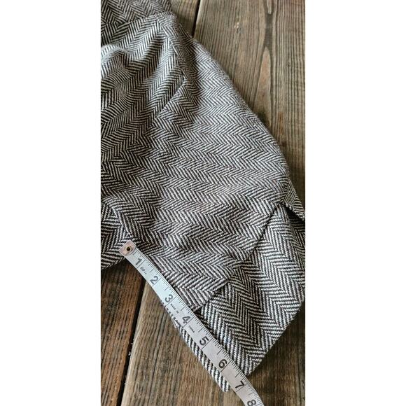 Vertigo Paris Blazer Womens XL Brown Ivory Herringbone Wool Blend Open Jacket - Picture 11 of 12